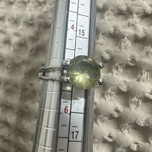 Sea Green Resin Gemstone Statement Ring Silver Tone Band | Boho Artisan